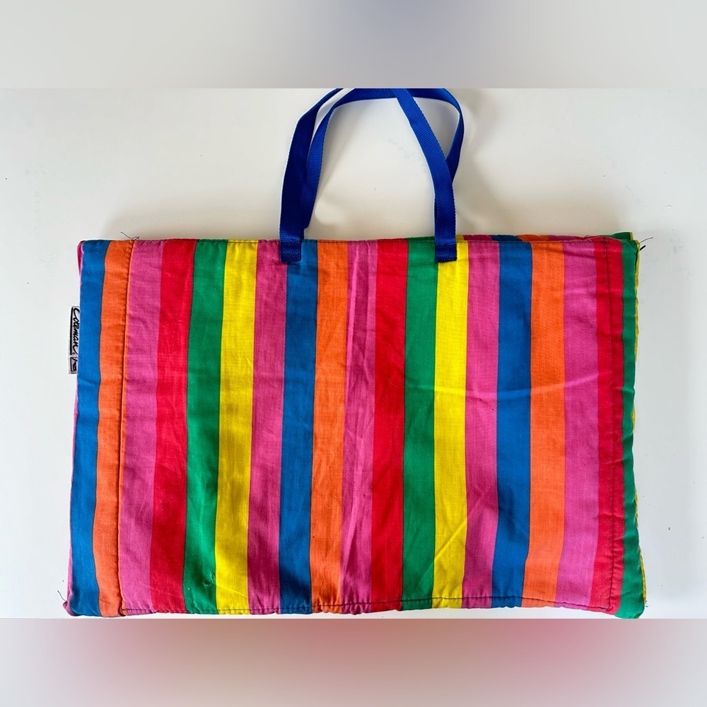 Vintage Coleman Convertible Rainbow Beach Bag Blanket